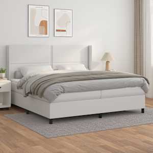 Box spring postel s matrací bílá 200x200 cm umělá kůže - obrázek 1