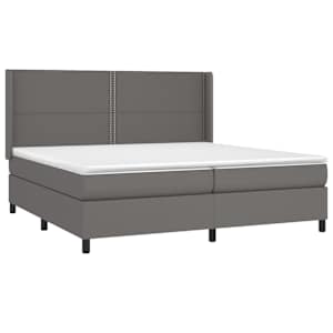 Box spring postel s matrací šedá 200x200 cm umělá kůže - obrázek 3