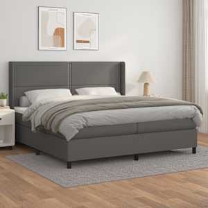 Box spring postel s matrací šedá 200x200 cm umělá kůže - obrázek 1