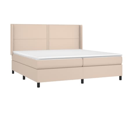 vidaXL cappuccino színű műbőr rugós ágy matraccal 200 x 200 cm