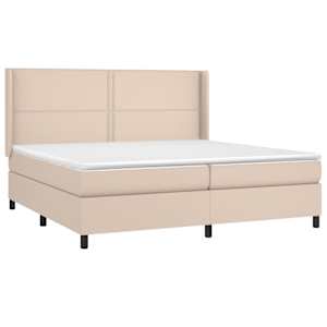 vidaXL Cama com molas/colch&atilde;o 200x200 cm couro artificial cappuccino