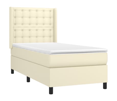 vidaXL Lova su spyruoklėmis/čiužiniu, kreminė, 80x200cm, dirbtinė oda