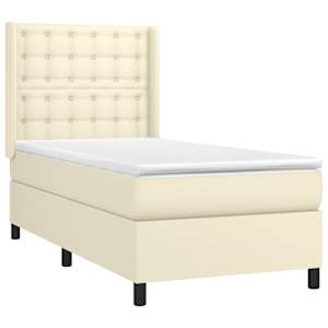 Box spring postel s matrací krémová 90x190 cm umělá kůže - obrázek 3