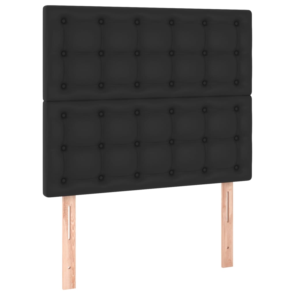 Pat box spring cu saltea, negru, 90x200 cm, piele ecologică