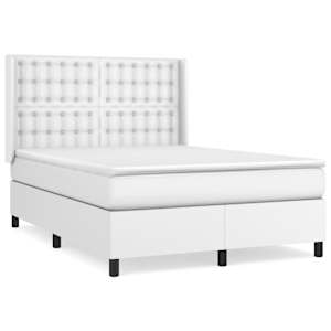 Box spring postel s matrací bílá 140 x 190 cm umělá kůže - obrázek 2