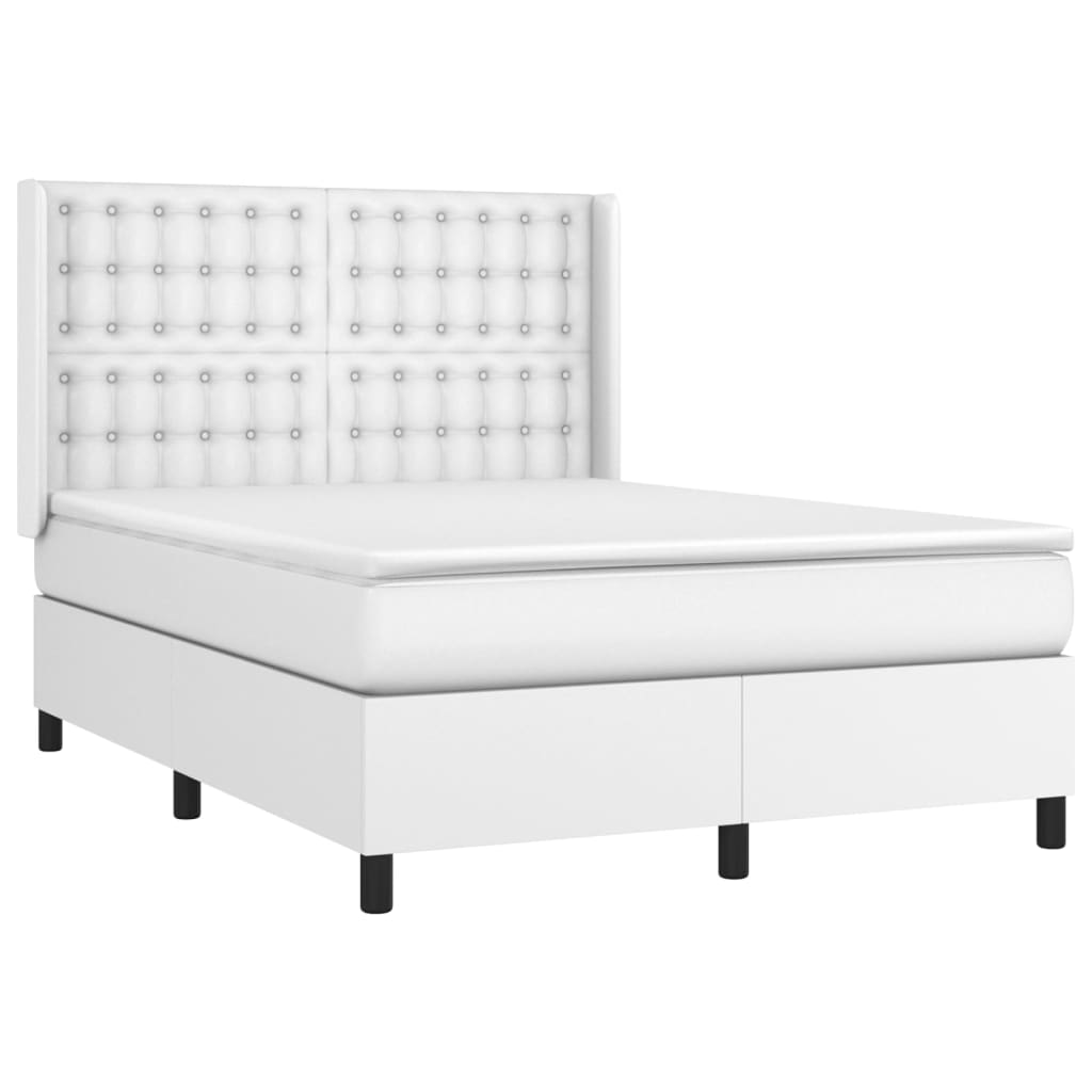 vidaXL Boxspring met matras kunstleer wit 140x190 cm afbeelding