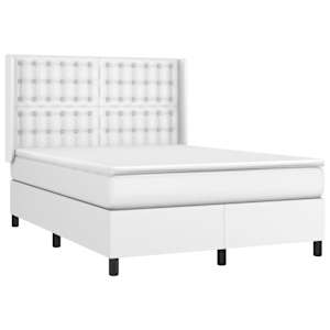 Box spring postel s matrací bílá 140 x 190 cm umělá kůže - obrázek 3