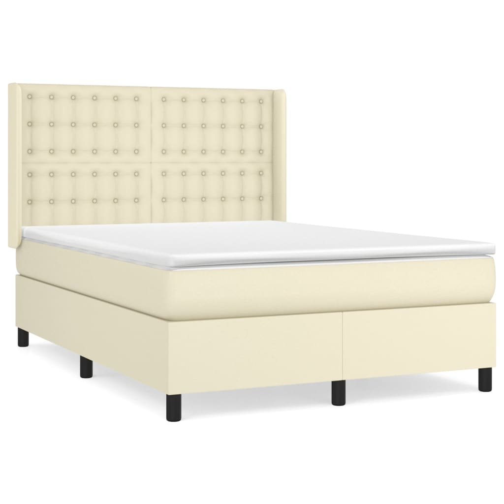 E-shop vidaXL Boxspring posteľ s matracom krémová 140x190 cm umelá koža