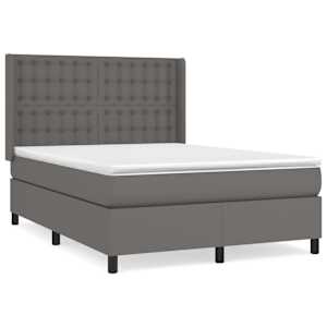 Box spring postel s matrací šedá 140 x 190 cm umělá kůže - obrázek 2