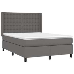 Box spring postel s matrací šedá 140 x 190 cm umělá kůže - obrázek 3