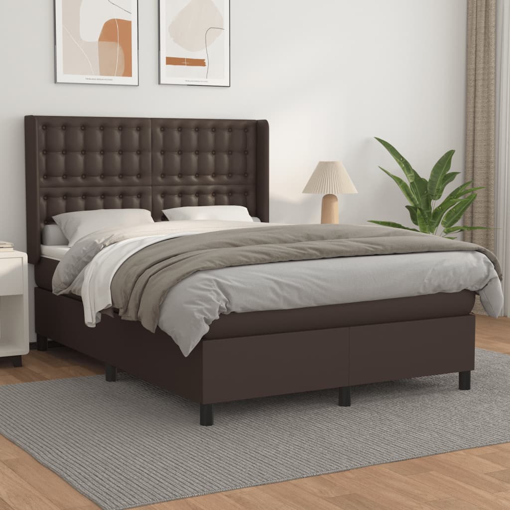vidaXL Box spring postel s matrací hnědá 140x200 cm umělá kůže