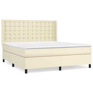 Box spring postel s matrací krémová 160x200 cm umělá kůže - obrázek 2