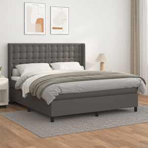 Box spring postel s matrací šedá 160x200 cm umělá kůže - obrázek 1