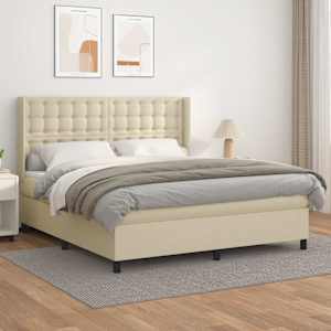 Box spring postel s matrací krémová 180x200 cm umělá kůže - obrázek 1