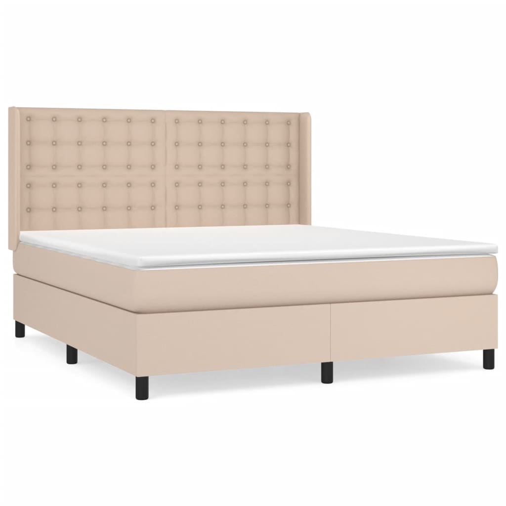 vidaXL Box spring postel s matrací cappuccino 180 x 200 cm umělá kůže