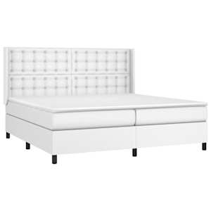 Box spring postel s matrací bílá 200x200 cm umělá kůže - obrázek 3