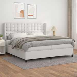 Box spring postel s matrací bílá 200x200 cm umělá kůže - obrázek 1