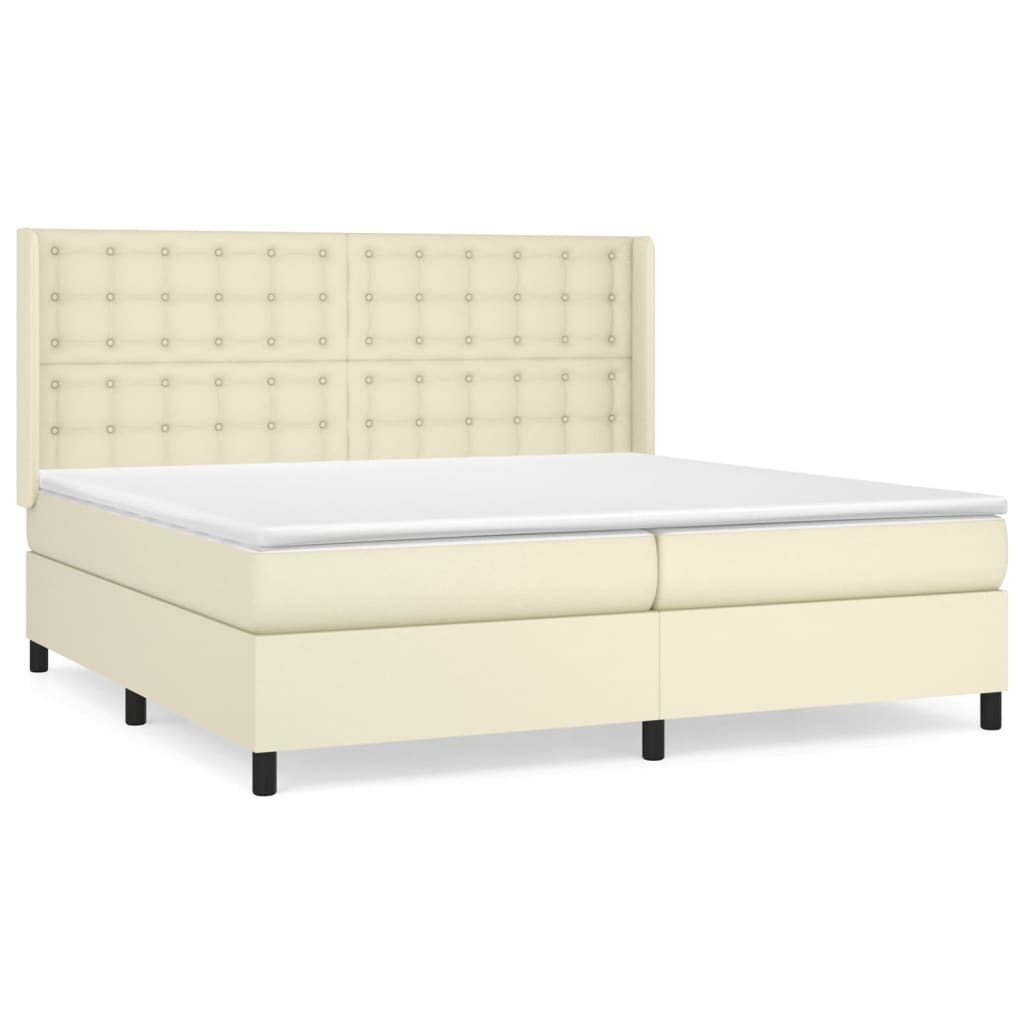 vidaXL Box spring postel s matrací krémová 200x200 cm umělá kůže