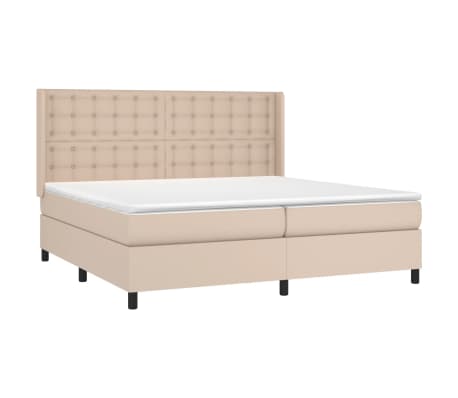 vidaXL Cama com molas/colch&atilde;o 200x200 cm couro artificial cappuccino
