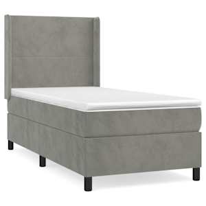 Box spring postel s matrací světle šedá 80 x 200 cm samet - obrázek 2