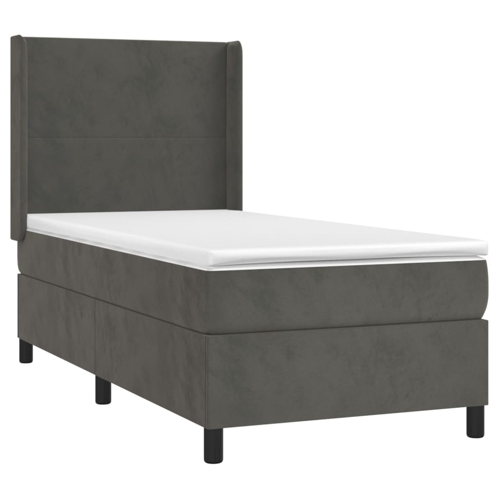 vidaXL Boxspring met matras fluweel donkergrijs 90x190 cm afbeelding