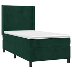Box spring postel s matrací tmavě zelená 90x190 cm samet - obrázek 3