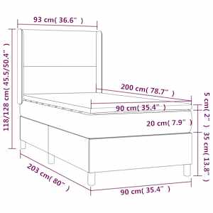 Box spring postel s matrací světle šedá 90x200 cm samet - obrázek 7