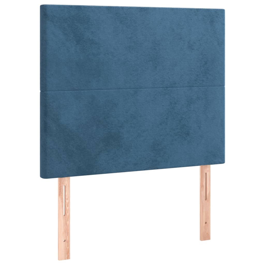Pat box spring cu saltea, albastru închis, 90x200 cm, catifea