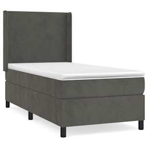 Box spring postel s matrací tmavě šedá 100x200 cm samet - obrázek 2
