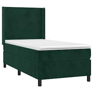 Box spring postel s matrací tmavě zelená 100x200 cm samet - obrázek 3