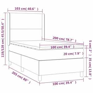 Box spring postel s matrací tmavě modrá 100x200 cm samet - obrázek 8