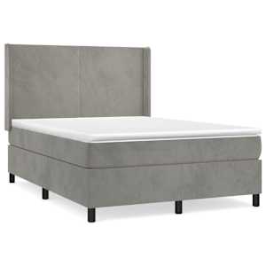 Box spring postel s matrací světle šedá 140x190 cm samet - obrázek 2