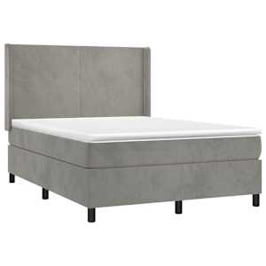 Box spring postel s matrací světle šedá 140x190 cm samet - obrázek 3