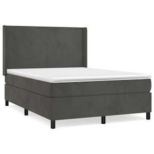 Box spring postel s matrací tmavě šedá 140x200 cm samet - obrázek 2