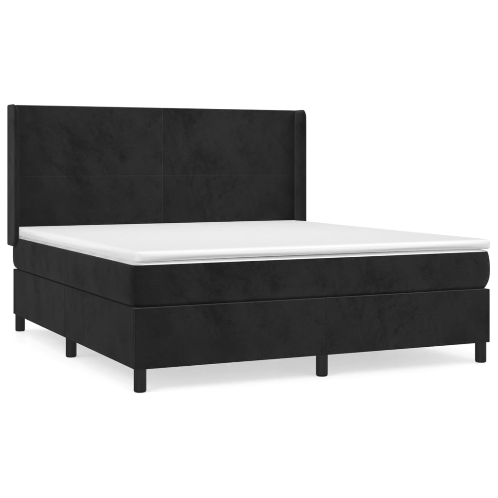 vidaXL Posteľný rám boxspring s matracom čierny 160x200 cm zamat