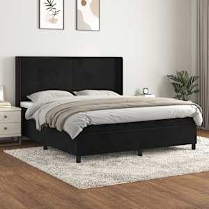 Box spring postel s matrací černá 160x200 cm samet - obrázek 1