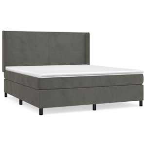Box spring postel s matrací tmavě šedá 180x200 cm samet - obrázek 2