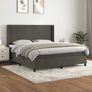 Box spring postel s matrací tmavě šedá 180x200 cm samet - obrázek 1