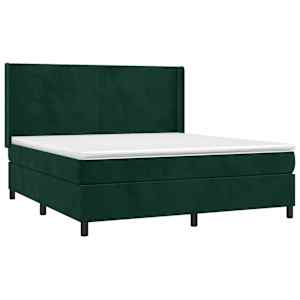 Box spring postel s matrací tmavě zelená 180x200 cm samet - obrázek 3