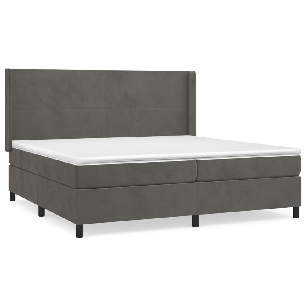 vidaXL Box spring postel s matrací tmavě šedá 200x200 cm samet