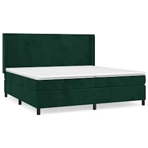 Box spring postel s matrací tmavě zelená 200x200 cm samet - obrázek 2