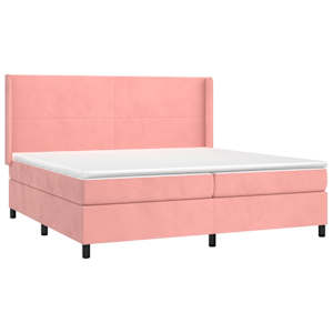 Box spring postel s matrací růžová 200x200 cm samet - obrázek 3