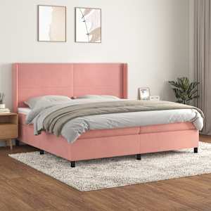 Box spring postel s matrací růžová 200x200 cm samet - obrázek 1
