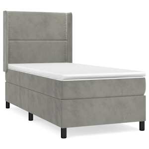 Box spring postel s matrací světle šedá 80 x 200 cm samet - obrázek 2