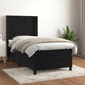 Box spring postel s matrací černá 80 x 200 cm samet - obrázek 1