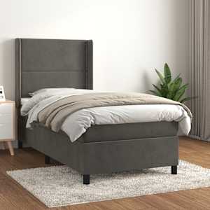 Box spring postel s matrací tmavě šedá 90x190 cm samet - obrázek 1