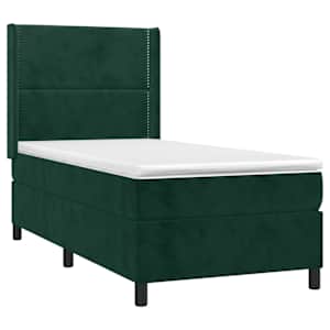 Box spring postel s matrací tmavě zelená 90x190 cm samet - obrázek 3
