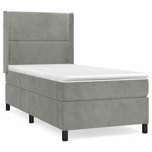 Box spring postel s matrací světle šedá 90x200 cm samet - obrázek 2