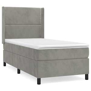 Box spring postel s matrací světle šedá 100x200 cm samet - obrázek 2