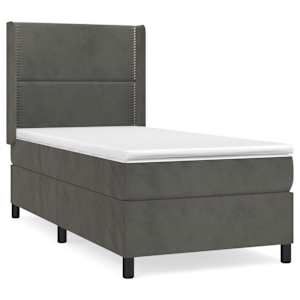 Box spring postel s matrací tmavě šedá 100x200 cm samet - obrázek 2